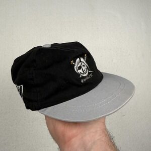 Vintage Raiders Hat Cap Fitted Boys One Size Black Gray NFL Football AMCO 90s